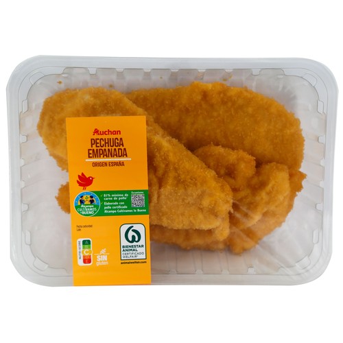 ALCAMPO CULTIVAMOS LO BUENO Bandeja con filetes de pechuga de pollo empanados  400 g.