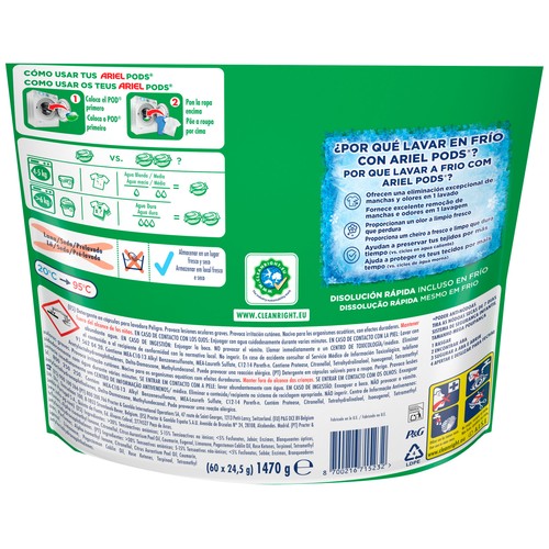 ARIEL Detergente en capsulas + extra poder quitamanchas 60 DS