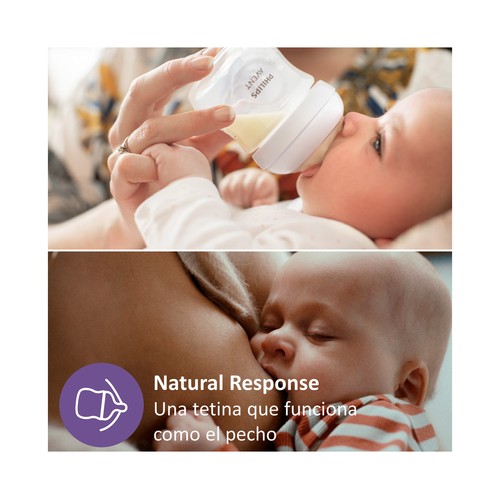 AVENT Natural response de Philips Biberón de 125 ml. con tetina flujo 2, para más de 0 meses.