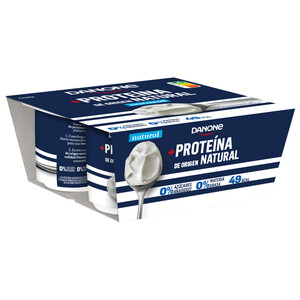 Imagen de DANONE + Proteina Yogur natural, 0 % materia grasa con proteína de origen natural 4 x 100 g.
