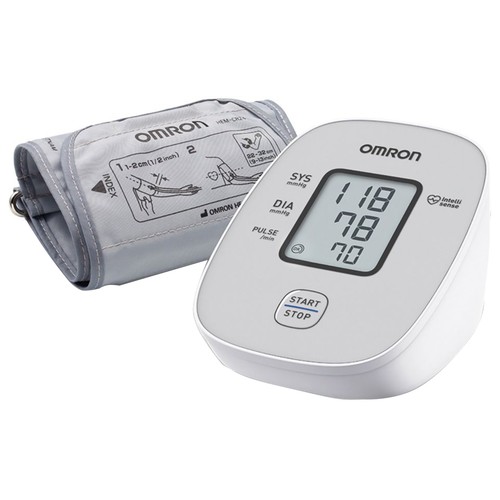 OMRON Basic M2 Tensiómetro de brazo automático digital de color blanco.