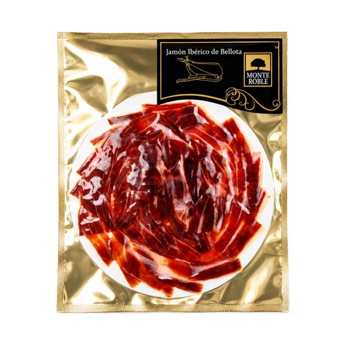MONTEROBLE Jamón ibérico de bellota (50% ibérico) cortado en lonchas 100 g. 