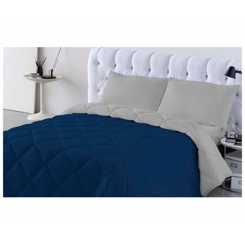 Relleno nórdico bicolor reversible para cama de 160/180cm, 300g/m², NATURALS, color azul marino/gris.