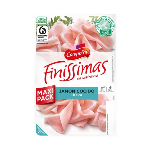 Jamón cocido de calidad extra, cortado en lonchas CAMPOFRÍO Finissimas 170 g.