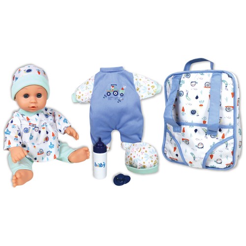 Muñeco Bebé con mochila portabebés y vestido extra 30cm, 6 piezas, modelos surtidos +2 Años ONE, TWO FUN