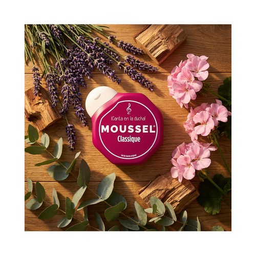 MOUSSEL Classique Gel de viaje para baño o ducha, con aceites esenciales 60 ml.