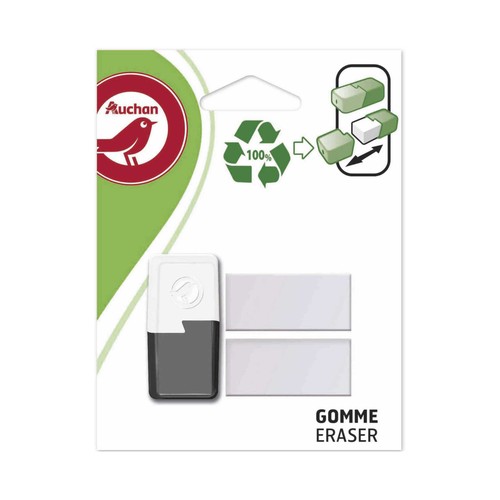 Pack de dos gomas de borrar + protector, PRODUCTO ALCAMPO.