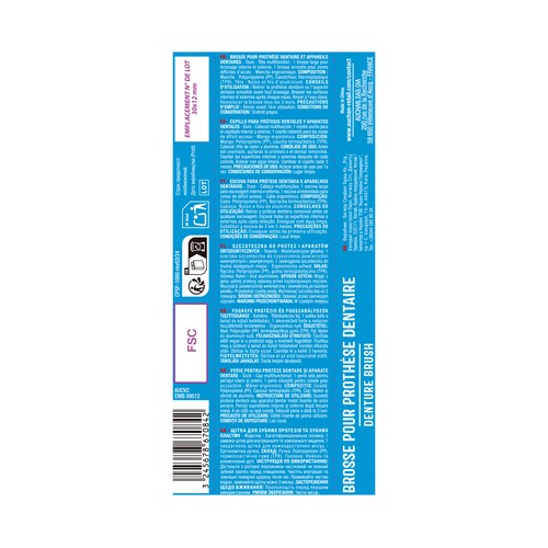PRODUCTO ALCAMPO Cepillo dental con cabezal multifunción y filamentos duros, especial prótesis dentales.