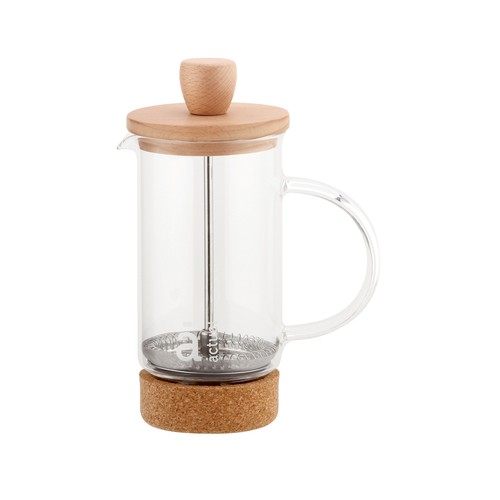 Cafetera embolo 3 tazas 0,35cl., con base y tapa de bambú, ACTUEL.