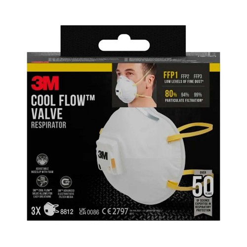 Pack 3 mascarillas antipolvo Cool Flow, 8812 C3 con válvula FFP1, 3M ESPAÑA