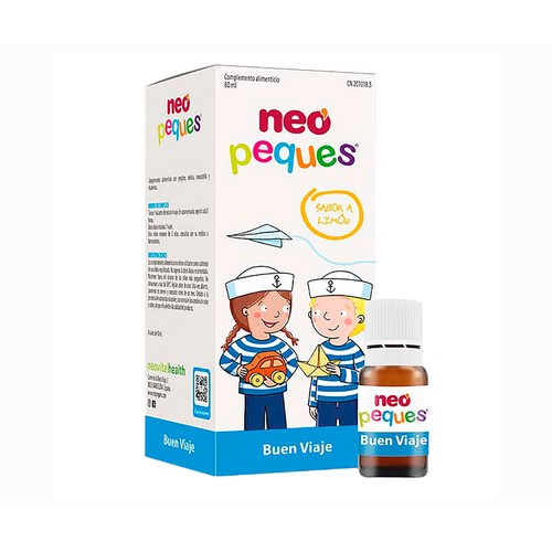 NEO PEQUES Complemento alimenticio sabor limón que ayuda a evitar el mareo en viajes 8 x 10 ml.