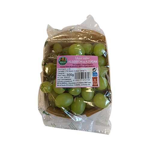 Uva sabor algodón de azúcar ALCAMPO PRODUCCIÓN CONTROLADA bandeja 300 g.