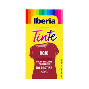 IBERIA Tinte para ropa de color rojo (permite teñir a baja temperatura 40ª) IBERIA 20 g. colorante + 50 g. fijador