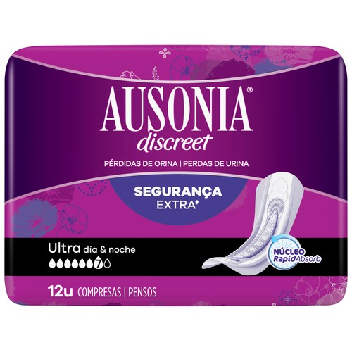 AUSONIA Compresas ultra día y noche, para pérdidas de orina severas AUSONIA Discreet 12 uds.