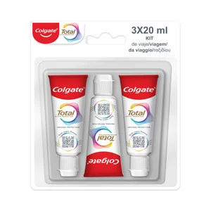 COLGATE Total original Pasta de dientes en formato viaje 3 x 20 ml.