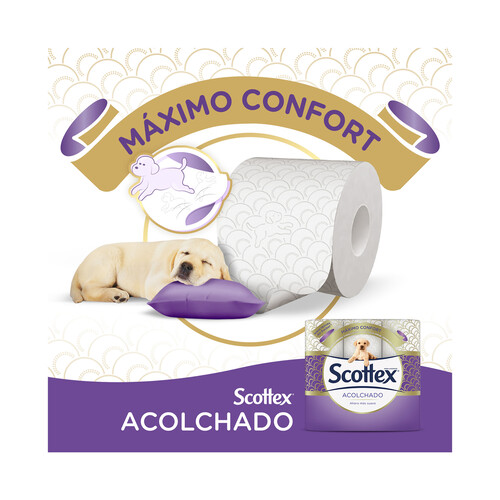 SCOTTEX Papel higiénico triple capa, acolchado 9 rollos