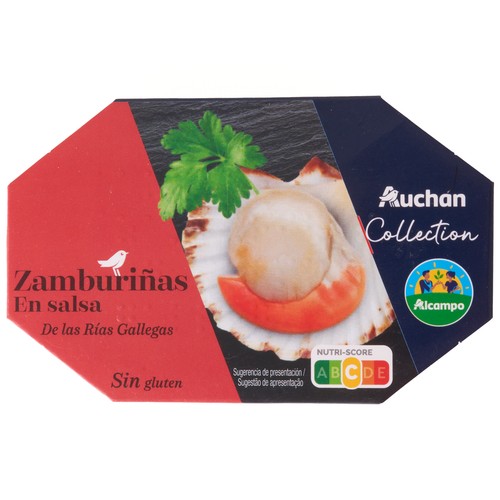 AUCHAN COLLECTION Zamburiñas de las rías Gallegas en salsa 65 g.