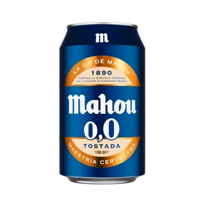 MAHOU Cerveza tostada 0.0 % alcohol lata 33 cl.