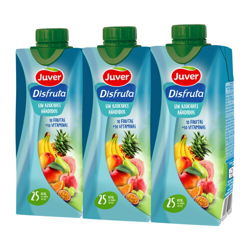Néctar de frutas variadas, sin azúcares añadidos JUVER pack 3 uds x 33 cl.