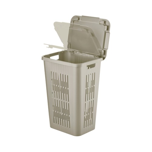 Cesto de ropa y pongotodo 60l, de plático reciclado y 2 sistemas de apertura, TONTARELLI
