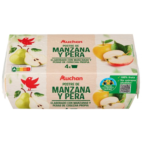 ALCAMPO CULTIVAMOS LO BUENO Compota de manzana y pera  pack 4 uds. x 100 g.
