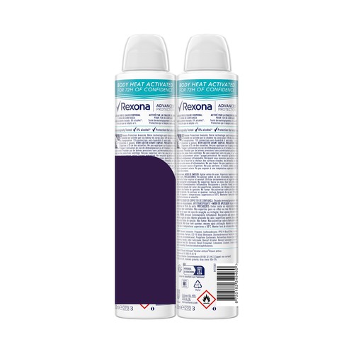 REXONA Advanced protection invisible aqua Desodorante en spray para mujer con protección 72 horas 2 x 200 ml.