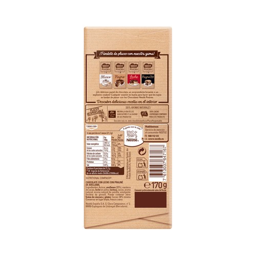 NESTLÉ Postres Chocolate para postres Praliné 170 g.