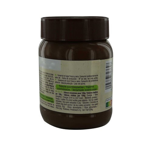 ALCAMPO ECOLÓGICO Crema de cacao y avellanas ecológica, sin aceite de palma 400 g.