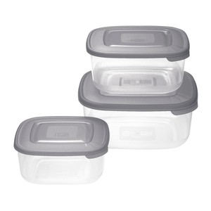 Imagen de Set de 3 recipientes herméticos de plástico, cuadrados, TONTARELLI.