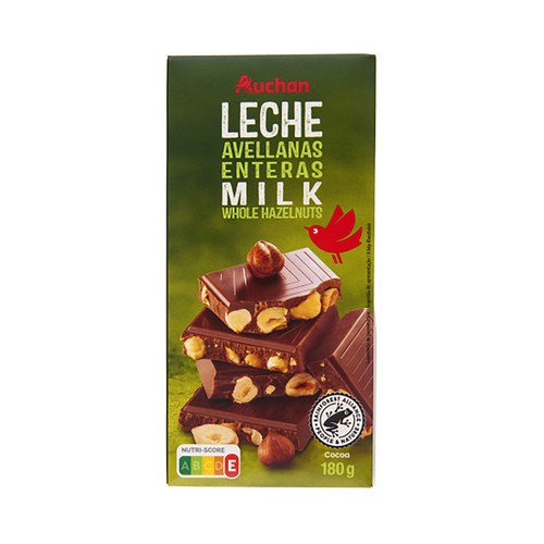 PRODUCTO ALCAMPO Chocolate con leche con avellanas enteras tableta 180 g.