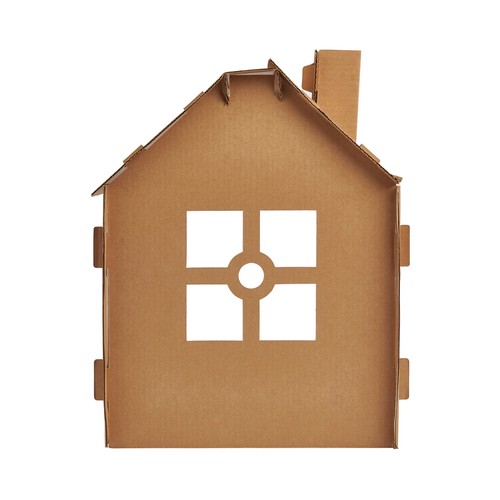 PRODUCTO ALCAMPO Casa de cartón de 52.5 x 33 x 33 cm. para gatos, con suelo para rascar.