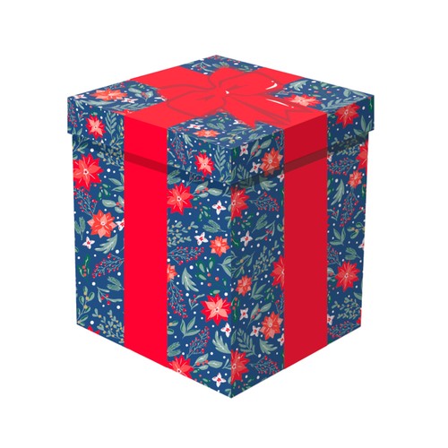 Caja de regalo, diseño de navidad, 25 x 25 x 25, ALCAMPO.