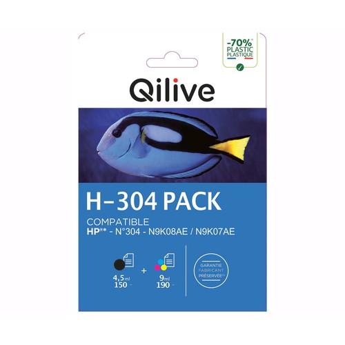 Cartuchos de tinta compatible (304) QILIVE H-304 Pack, tinta negra y de color