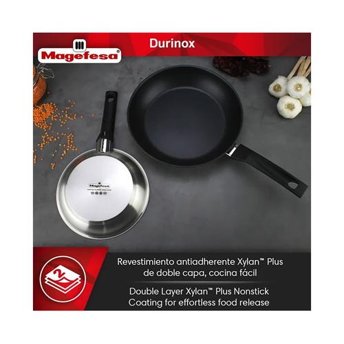 Sartén Pir Inox de 18 cm, de acero inoxidable especial para inducción, MAGEFESA