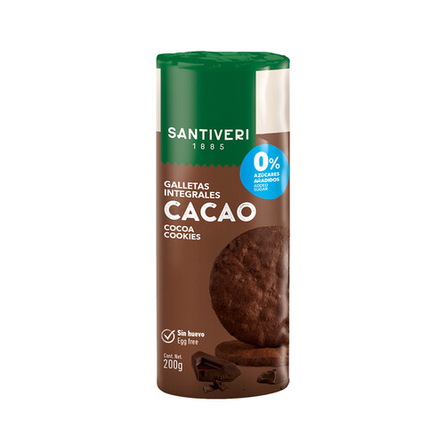 SANTIVERI Galletas digestivas con cacao y sin azúcar añadido SANTIVERI 200 g.