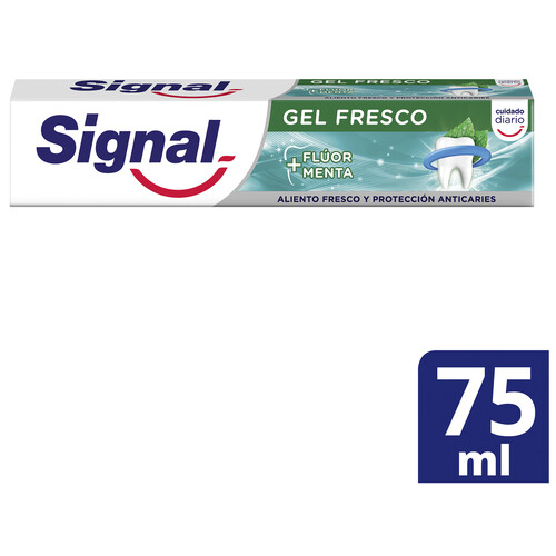 SIGNAL Pasta de dientes en gel, con flúor y menta, con acción anticaries y aliento fresco SIGNAL Gel fresco 75 ml.