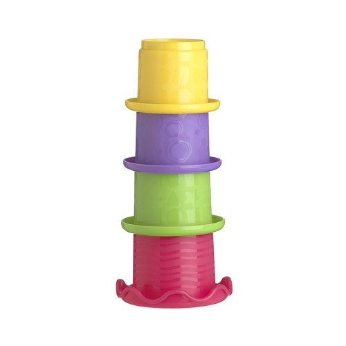 Pack de 4 cubiletes mordedores y apilables de colores PLAYGRO.