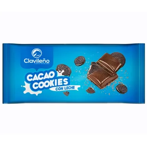 CLAVILEÑO Chocolate con leche con galleta al cacao 80 g.