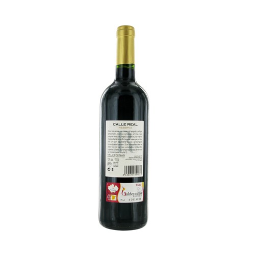 CALLE REAL  Vino tinto reserva con D.O. Valdepeñas CALLE REAL botella de 75 cl.