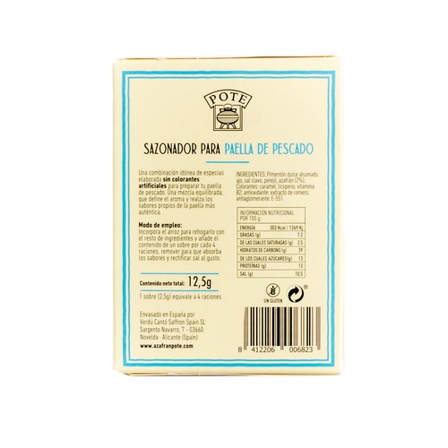 POTE Sazonador para paellas de pescado, con azafrán 5 uds. x 2,5 g.