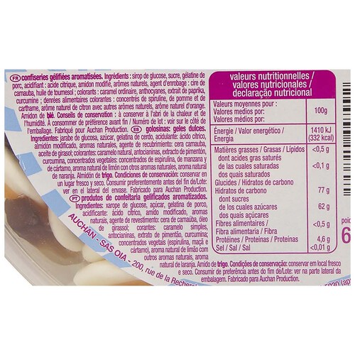 PRODUCTO ALCAMPO Mix de golosinas maxi (geles dulces aromatizados) 600 g.