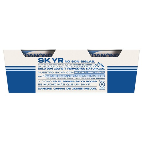 DANONE Yogur natural estilo Islandes con 0% materia grasa y sin azúcares añadidos DANONE 2 x 145 g.