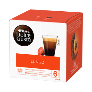 NESCAFÉ DOLCE GUSTO Café molido de tueste natural lungo en cápsulas, Intensidad 6 NESCAFÉ DOLCE GUSTO 16 uds.x 6,5 g.
