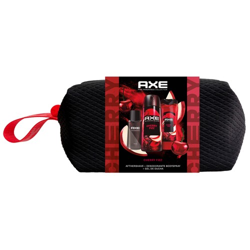 AXE Cherry fizz Neceser con aftershave (100 ml), desodorante en spray (150 ml) y gel para ducha o baño (225 ml).