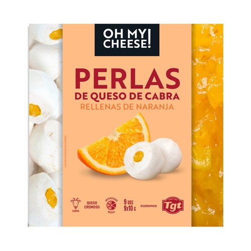 OH MY CHEESE! Perlas de queso de cabra rellenas de naranja OH MY CHEEESE! 9 uds. 90 g.