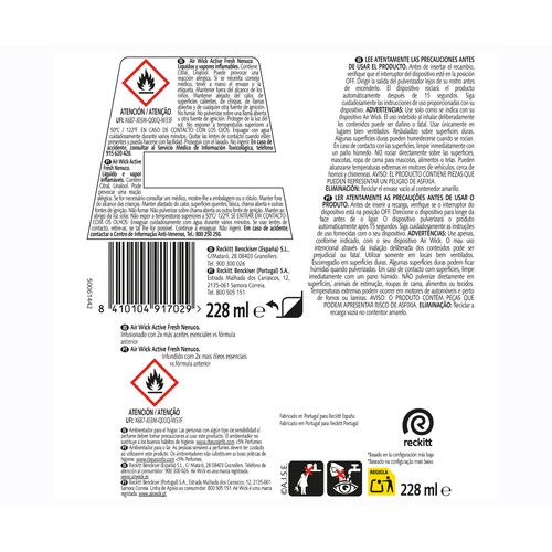 AIR WICK Ambientador recambio nenuco 228 ml.