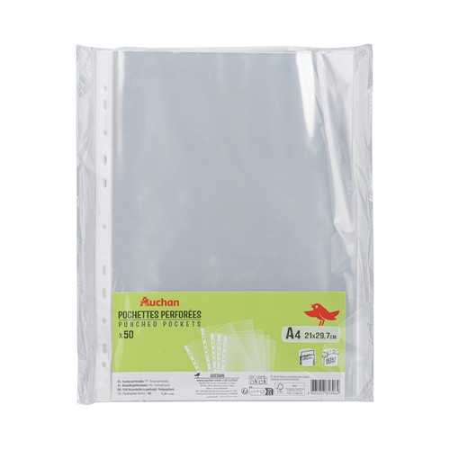 Pack 50 fundas perforadas A4. ALCAMPO