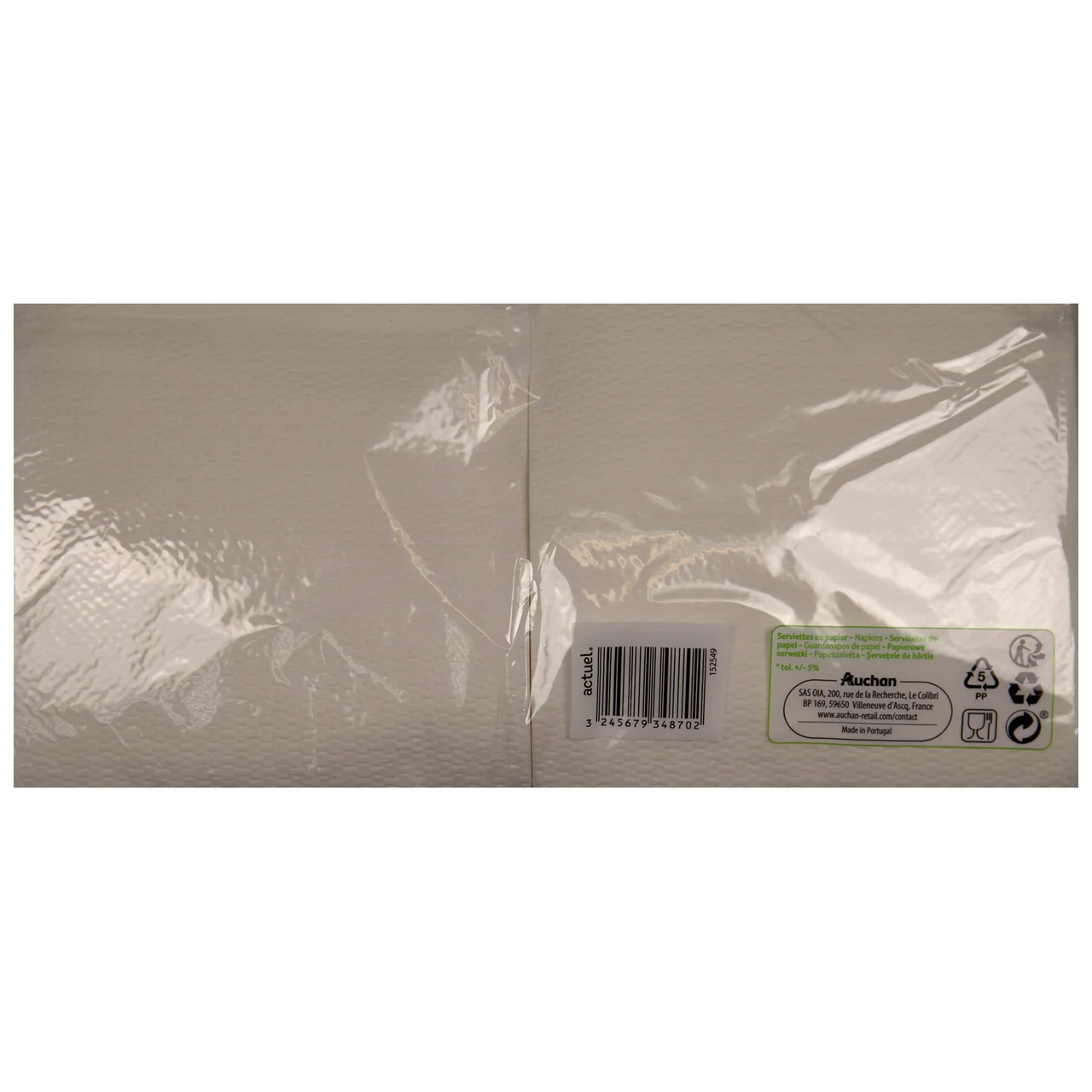 PRODUCTO ECONÓMICO ALCAMPO Servilletas de papel desechables blancas, 1 capa 30 X 30 cm PRODUCTO ECONÓMICO ALCAMPO 200 uds.