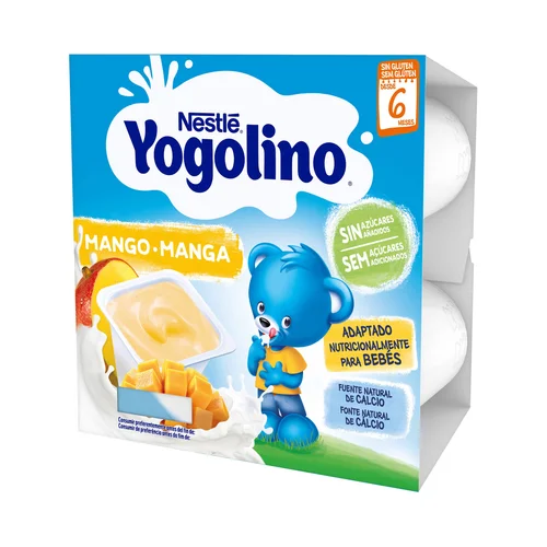 YOGOLINO Postre lácteo de melocotón y plátano, adaptado para bebés a partir de 6 meses YOGOLINO de Nestlé 4 x 100 g.