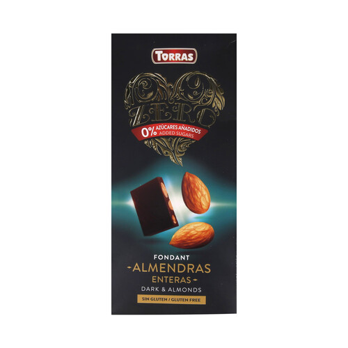 TORRAS Chocolate negro con almendras enteras 150 g.